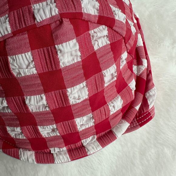 Montce Red Gingham Bustier Bikini Top Size Large NWOT $152 Pinup Retro Bra Crop - Picture 7 of 16